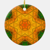 Mosaic Mandala Flower Green and Yellow Keramisch Ornament (Achterkant)