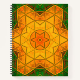 Mosaic Mandala Flower Green and Yellow Notitieboek