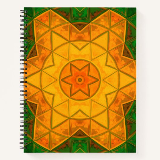 Mosaic Mandala Flower Green and Yellow Notitieboek (Voorkant)