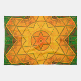 Mosaic Mandala Flower Green and Yellow Theedoek