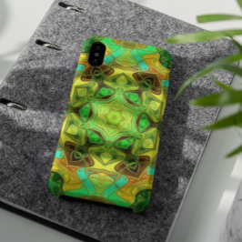 Mosaic Mandala Flower Green Blue en Yellow Case-Mate iPhone Case