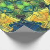 Mosaic Mandala Flower Green Yellow and Blue Cadeaupapier (Hoek)