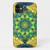 Mosaic Mandala Flower Green Yellow and Blue Case-Mate iPhone Case (Achterkant)