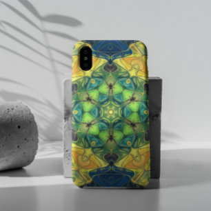 Mosaic Mandala Flower Green Yellow and Blue Case-Mate iPhone Case