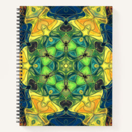 Mosaic Mandala Flower Green Yellow and Blue Notitieboek