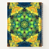 Mosaic Mandala Flower Green Yellow and Blue Notitieboek (Achterkant)