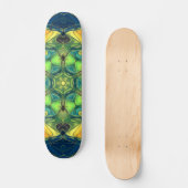 Mosaic Mandala Flower Green Yellow and Blue Persoonlijk Skateboard (Voorkant)