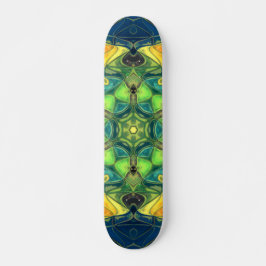 Mosaic Mandala Flower Green Yellow and Blue Persoonlijk Skateboard
