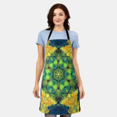 Mosaic Mandala Flower Green Yellow and Blue Schort (Gedragen)