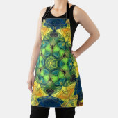 Mosaic Mandala Flower Green Yellow and Blue Schort (Insitu)