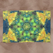 Mosaic Mandala Flower Green Yellow and Blue Theedoek
