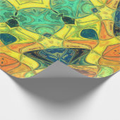 Mosaic Mandala Flower Green Yellow Blue en Oranje Cadeaupapier (Hoek)