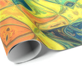 Mosaic Mandala Flower Green Yellow Blue en Oranje Cadeaupapier (Rol Hoek)