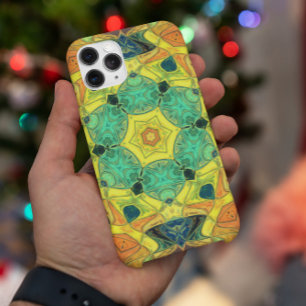 Mosaic Mandala Flower Green Yellow Blue en Oranje Case-Mate iPhone Case