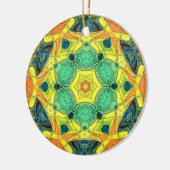 Mosaic Mandala Flower Green Yellow Blue en Oranje Keramisch Ornament (Links)