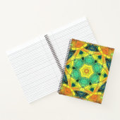 Mosaic Mandala Flower Green Yellow Blue en Oranje Notitieboek (Binnen)