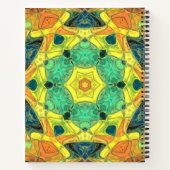 Mosaic Mandala Flower Green Yellow Blue en Oranje Notitieboek (Achterkant)