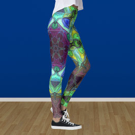 Mosaic Mandala Flower Paars Blue en Green Leggings