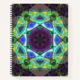 Mosaic Mandala Flower Paars Blue en Green Notitieboek