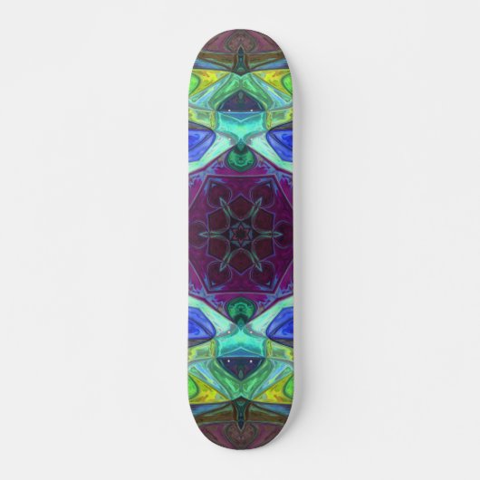 Mosaic Mandala Flower Paars Blue en Green Persoonlijk Skateboard (Voorkant)