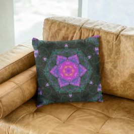 Mosaic Mandala Flower Pink and Black Kussen