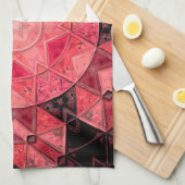 Mosaic Mandala Flower Pink and Black Theedoek (Quarter Fold)