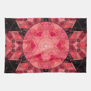 Mosaic Mandala Flower Pink and Black Theedoek