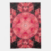 Mosaic Mandala Flower Pink and Black Theedoek (Verticaal)