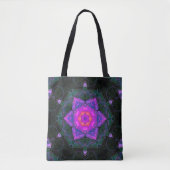Mosaic Mandala Flower Pink and Black Tote Bag (Voorkant)