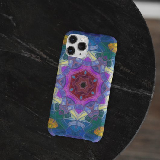 Mosaic Mandala Flower Pink Blue and Yellow Case-Mate iPhone Case