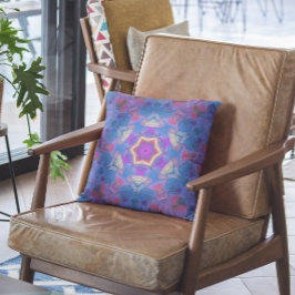 Mosaic Mandala Flower Pink Blue and Yellow Kussen