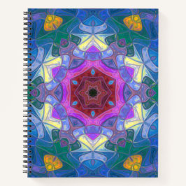Mosaic Mandala Flower Pink Blue and Yellow Notitieboek