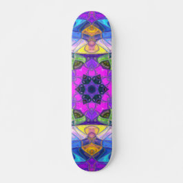 Mosaic Mandala Flower Pink Blue and Yellow Persoonlijk Skateboard