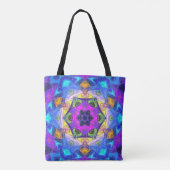 Mosaic Mandala Flower Pink Blue and Yellow Tote Bag (Achterkant)