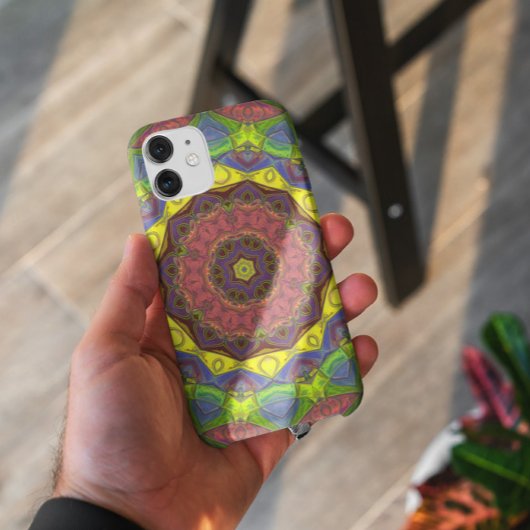 Mosaic Mandala Flower Pink Yellow en Green Case-Mate iPhone Case