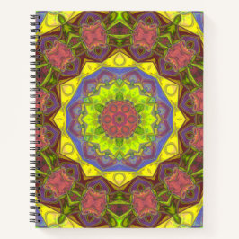 Mosaic Mandala Flower Pink Yellow en Green Notitieboek