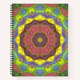 Mosaic Mandala Flower Pink Yellow en Green Notitieboek