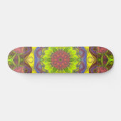 Mosaic Mandala Flower Pink Yellow en Green Persoonlijk Skateboard (Horizontaal)