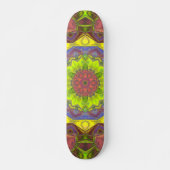 Mosaic Mandala Flower Pink Yellow en Green Persoonlijk Skateboard (Voorkant)