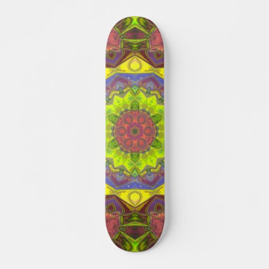 Mosaic Mandala Flower Pink Yellow en Green Persoonlijk Skateboard (Voorkant)