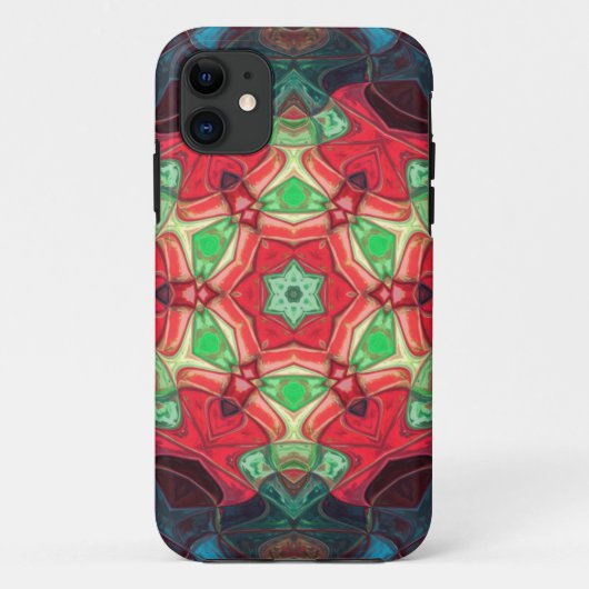 Mosaic Mandala Flower Red Blauwgroen en Blue Case-Mate iPhone Case (Achterkant)
