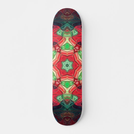 Mosaic Mandala Flower Red Blauwgroen en Blue Persoonlijk Skateboard (Voorkant)