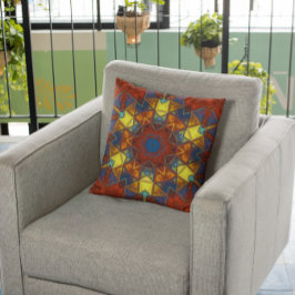 Mosaic Mandala Flower Red Yellow and Blue Kussen