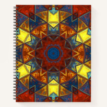 Mosaic Mandala Flower Red Yellow and Blue