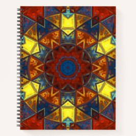 Mosaic Mandala Flower Red Yellow and Blue Notitieboek