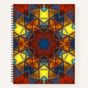 Mosaic Mandala Flower Red Yellow and Blue Notitieboek