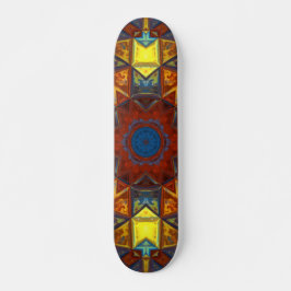 Mosaic Mandala Flower Red Yellow and Blue Persoonlijk Skateboard