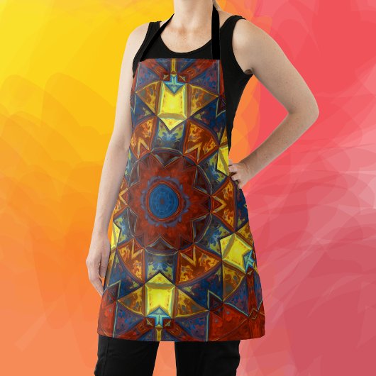 Mosaic Mandala Flower Red Yellow and Blue Schort