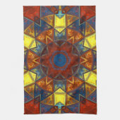 Mosaic Mandala Flower Red Yellow and Blue Theedoek (Verticaal)