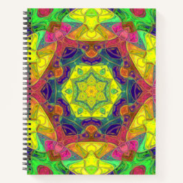 Mosaic Mandala Flower Yellow Blue en Green Notitieboek